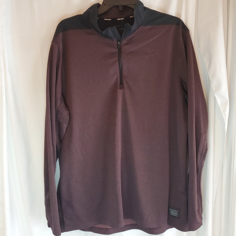 Nike Golf Mens XL  Dri-Fit‎ 1/4 Zip Long Sleeve Mock Neck Pullover Golf Shirt